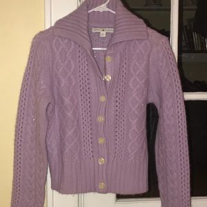 Tommy Hilfiger Lavender Cable Knit Cardigan-Medium